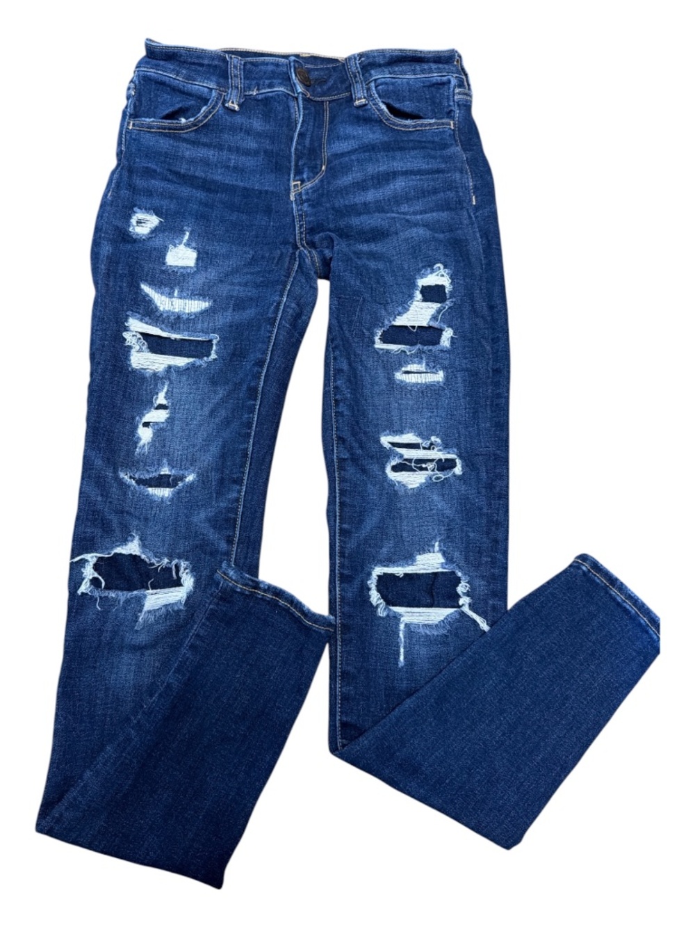 American Eagle Jegging Next Level Stretch Distressed Skinny Jeans Dark Wash 0